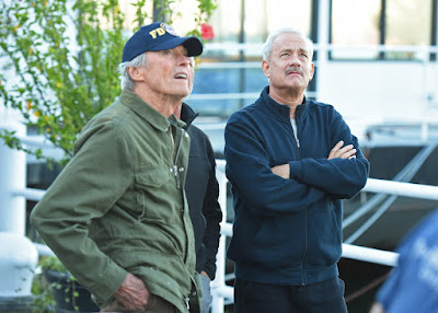 Sully set photo featuring Tom Hanks and Clint Eastwood
