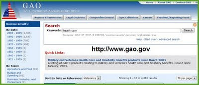 GAO Health Search Page
