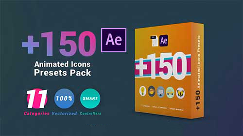 بريسيت ايقونات متحركة منوعة للافتر افكت 150 Animated Icons Presets Pack - After Effects Presets