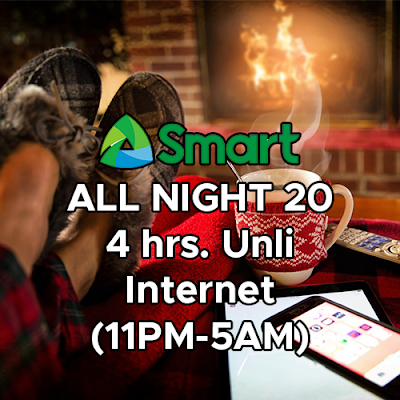 Smart All Night 20 Promo : 4 Hours Unlimited Internet (11PM-5AM) for Only 20 Pesos