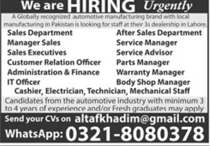 Today Private Jobs in Lahore, Karachi, Islamabad, Peshawar - All Advertisements Details