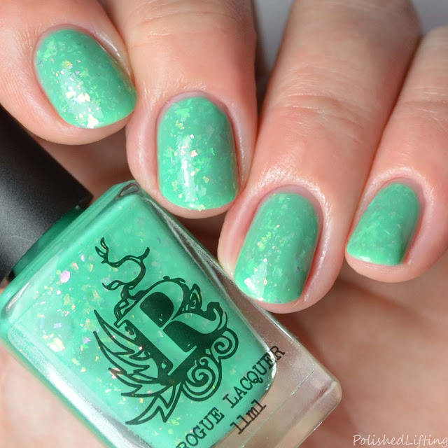 neon green flakie nail polish