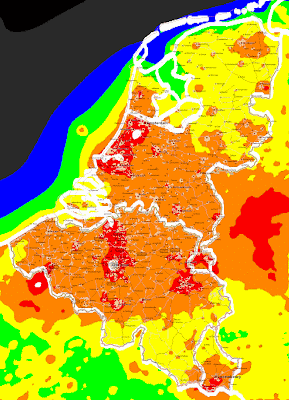 light pollution map from Europe