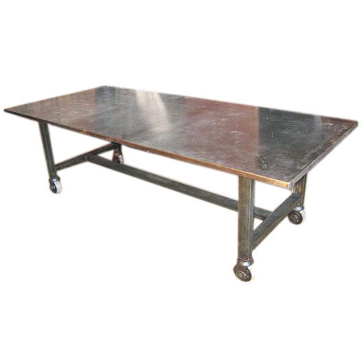 Metal Work Table On Wheels Table on casters)(above)