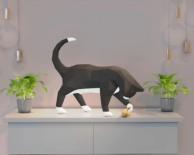 Playing Cat Papercraft