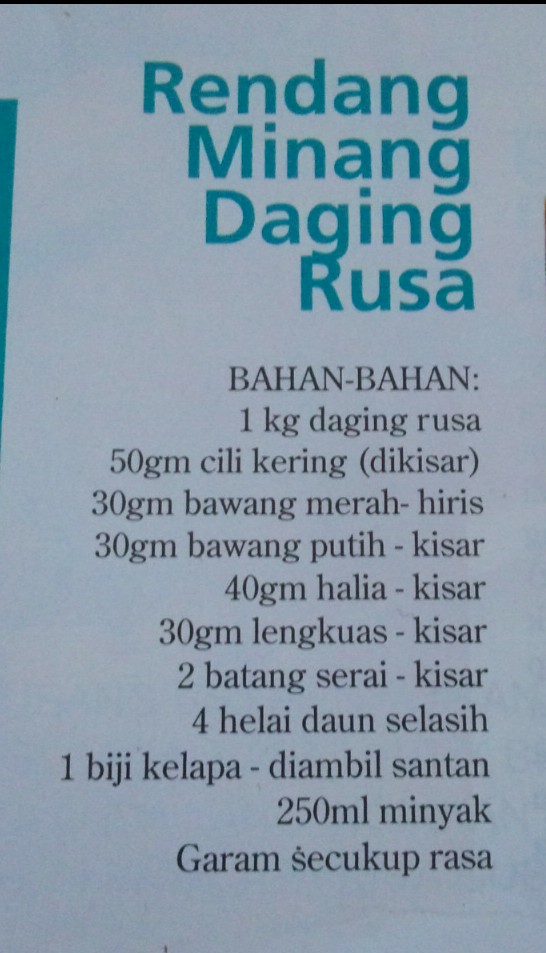 Koleksi Resepililymaria: RENDANG MINANG DAGING RUSA