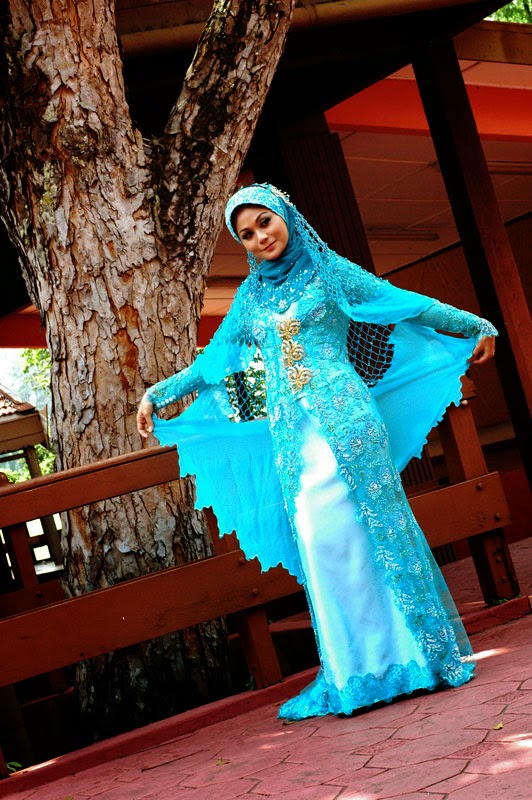 modern warna biru dress pengantin muslimah warna biru muda contoh 