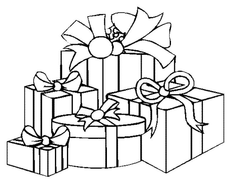 New Year Gifts Coloring Pages, New Year Day Gifts title=