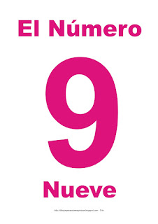 Lámina para imprimir el número nueve en color magenta