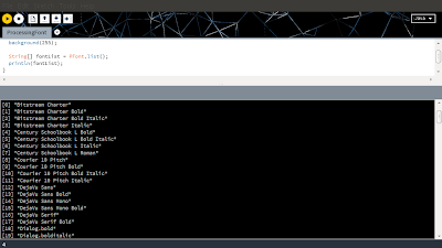 list installed fonts in Processing