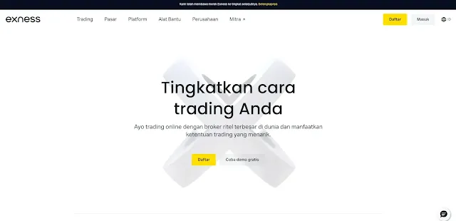 halaman depan untuk pendaftaran broker exness