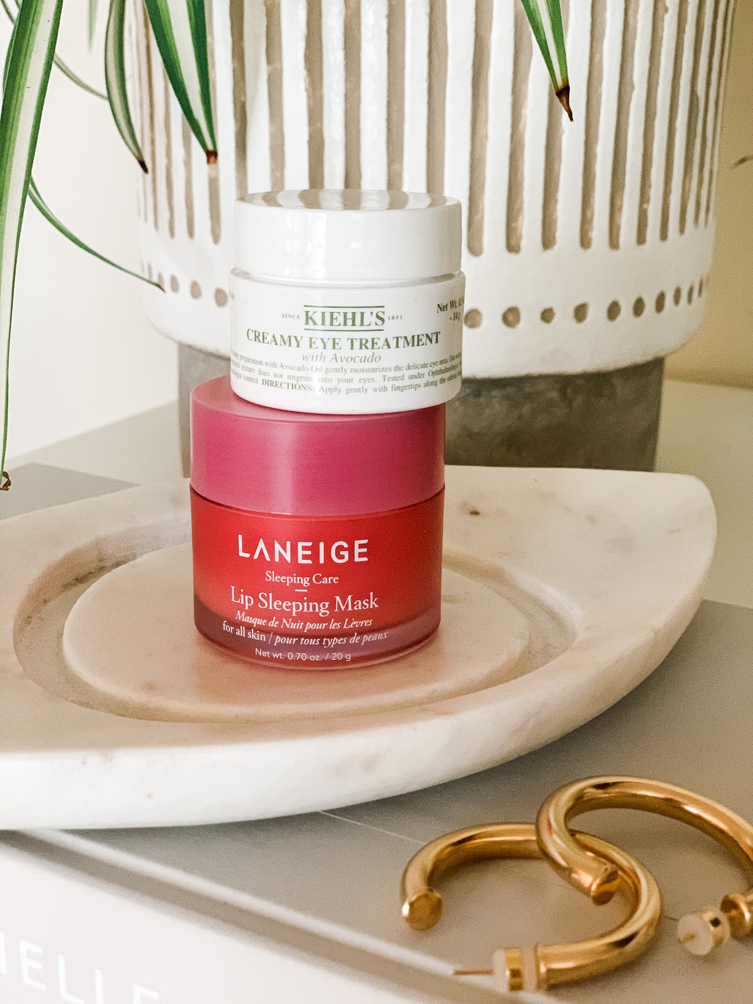 Laneige lip mask and Kiehl's eye cream