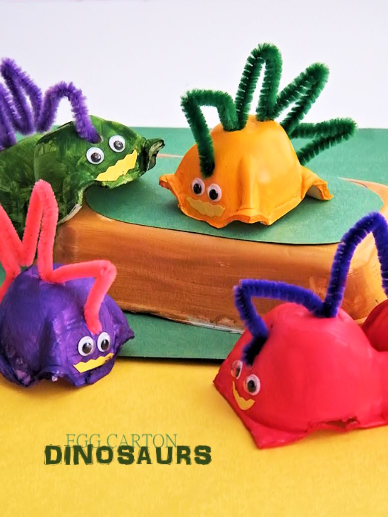 Egg carton dinosaur craft for preschoolers