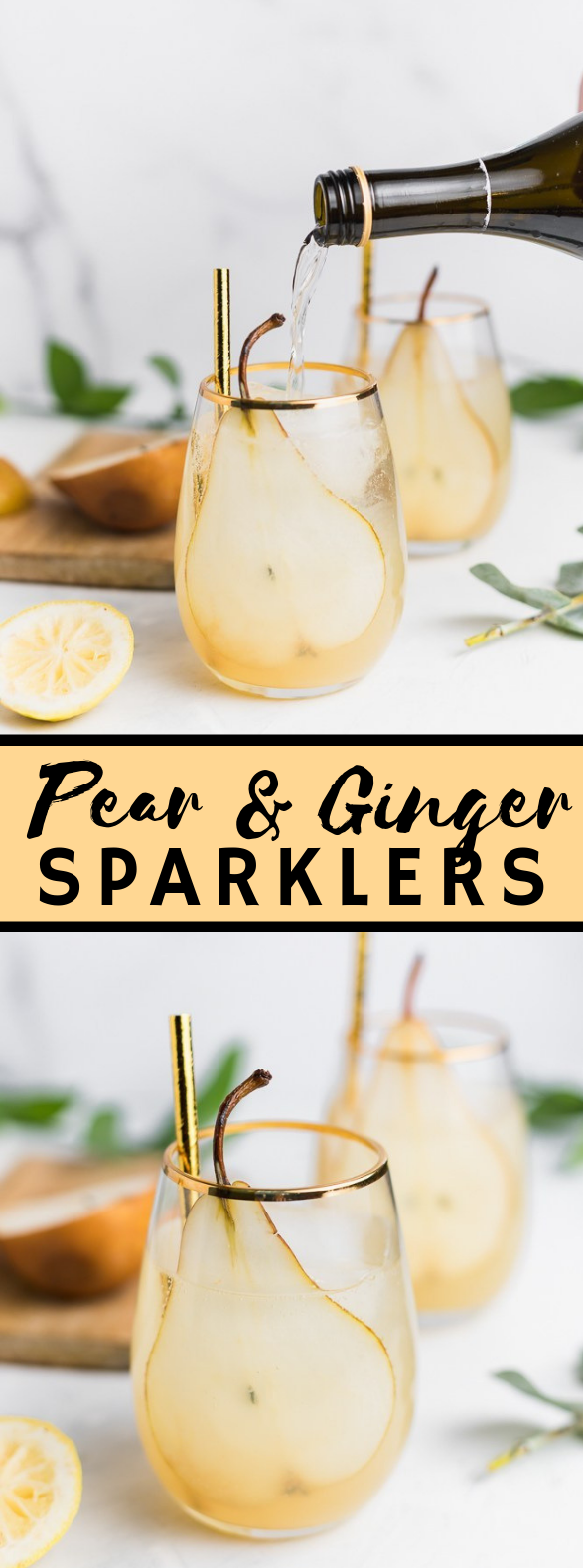 PEAR & GINGER SPARKLERS #drinks #coktails