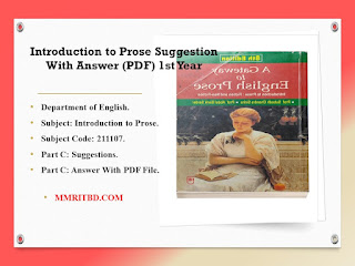 Previous Year Brief Solutions-Introduction to Prose