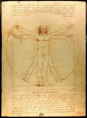 O Homem Vitruviano de Leonardo Da Vinci - Imagem via Wikipedia