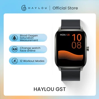 HAYLOU GST Smart Watch Men Women Watch Blood Oxygen Heart Rate Sleep Monitor 12 Sport Models Custom Watch Face Global Version Original price: USD 44.42 Now: USD 20.88
