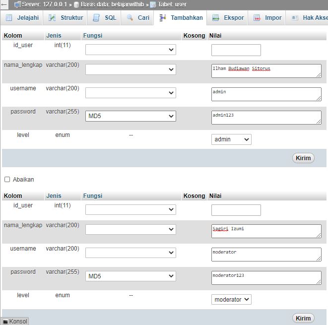 Membuat Login Multi User Dengan PHP dan MySQLi