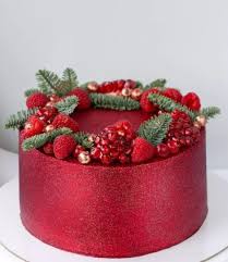 Christmas style cranberry cake, made of cranberry, cream cheese, chocolate, etc.