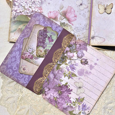 Sara Emily Barker https://sarascloset1.blogspot.com/2019/05/mini-album-tour-featuring-stamperia.html Stamperia Lilac Flowers Tim Holtz Entomology Lace Baseboard Frames Mini Album Tour 7