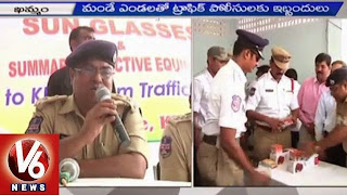  Khammam district SP distributed Sunglasses and Health kits to the Traffic police