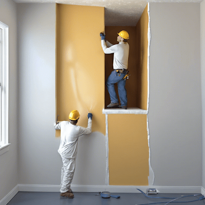 hombres instalando fibra de vidrio