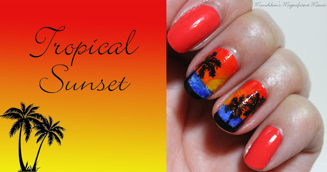 Topical Sunset Nail Design 