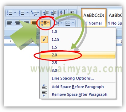  Gambar: Mengganti spasi ketikan menjadi 2 spasi di Microsoft Word