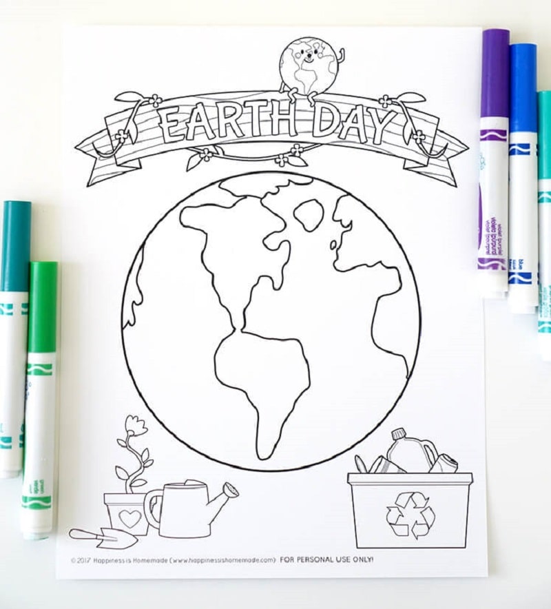 earth day colouring sheet