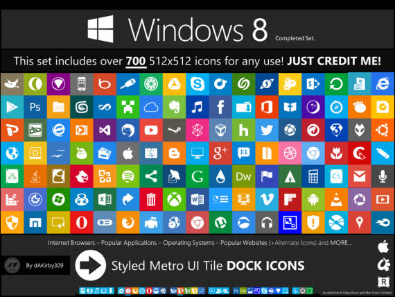 Set de iconos al estilo de Windows 8