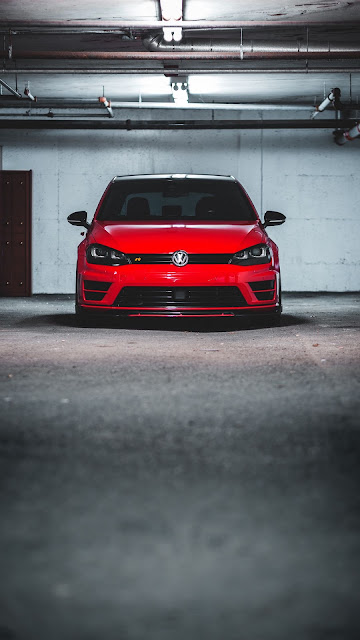 Volkswagen Scirocco, Front View, Red Car