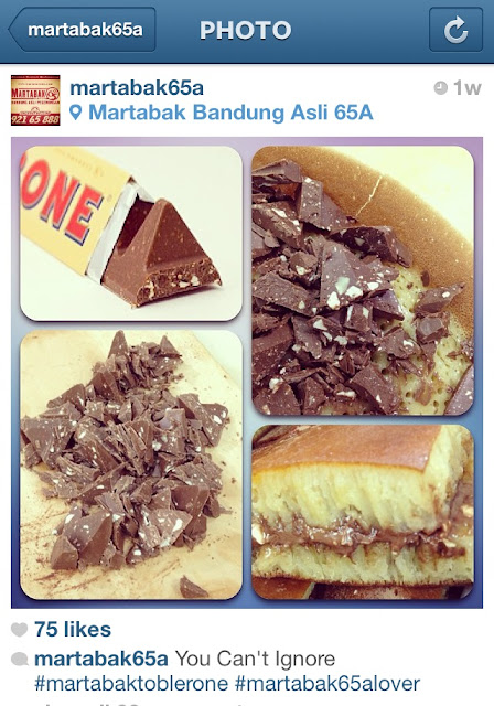 Screen capture of Martabak Pecenongan 65A's Instagram Post on Martabak Toblerone