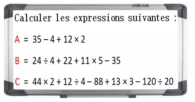 Les enchaînements d'opérations maths 5éme exercice 4