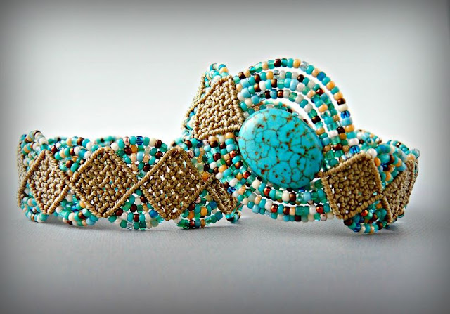 Woven Diamonds micro macrame bracelets by Sherri Stokey.