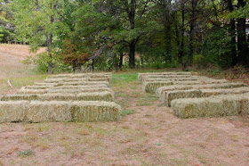 hay bale pews in an outdoor cathedral