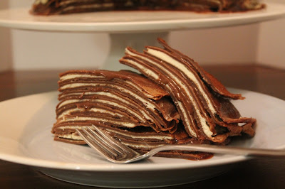 Chocolate and mascarpone crepe cake