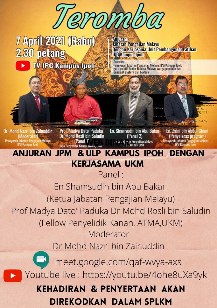 07 APRIL 2021  WEB BINAR u0027 TEROMBA u0027 ANJURAN JABATAN PENGAJIAN 