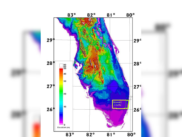 Florida Elevation Map By County