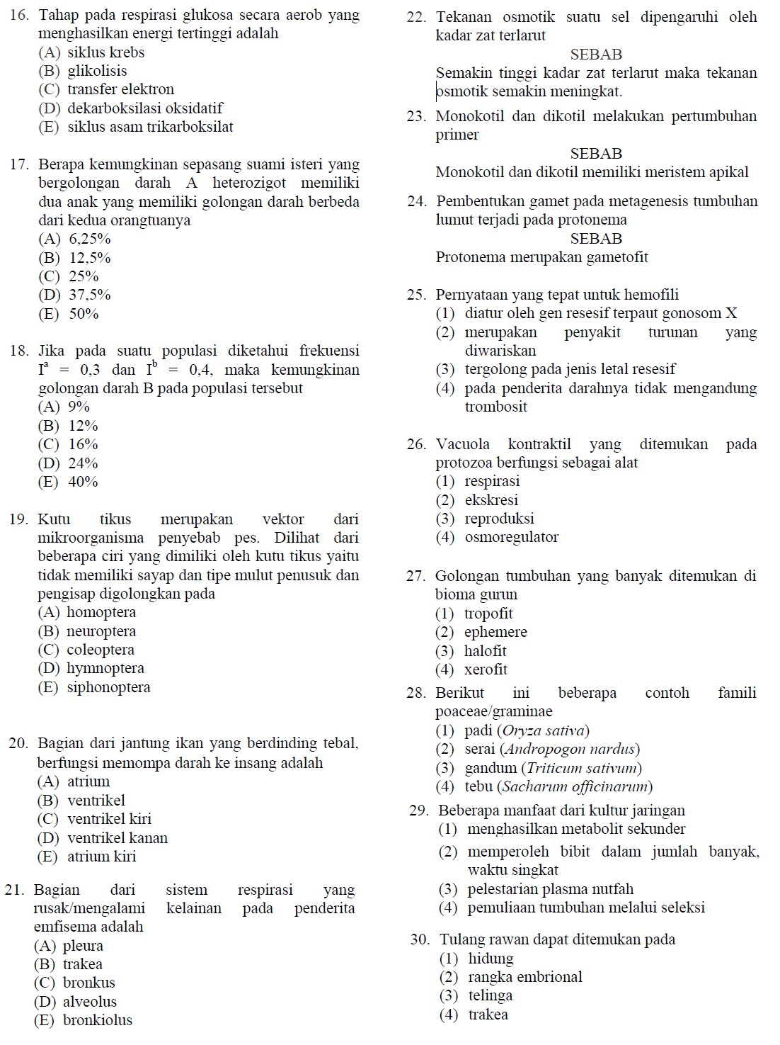 BIOLOGI GONZAGA: TEST UGM