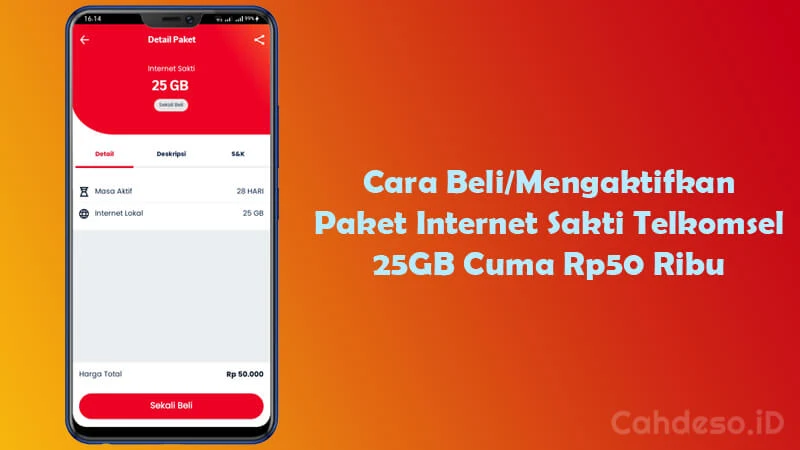 Cara Beli Paket Internet Sakti Telkomsel 25GB Cuma 50.000