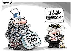 image: cartoon by Steve Sack, "On Lockdown" 