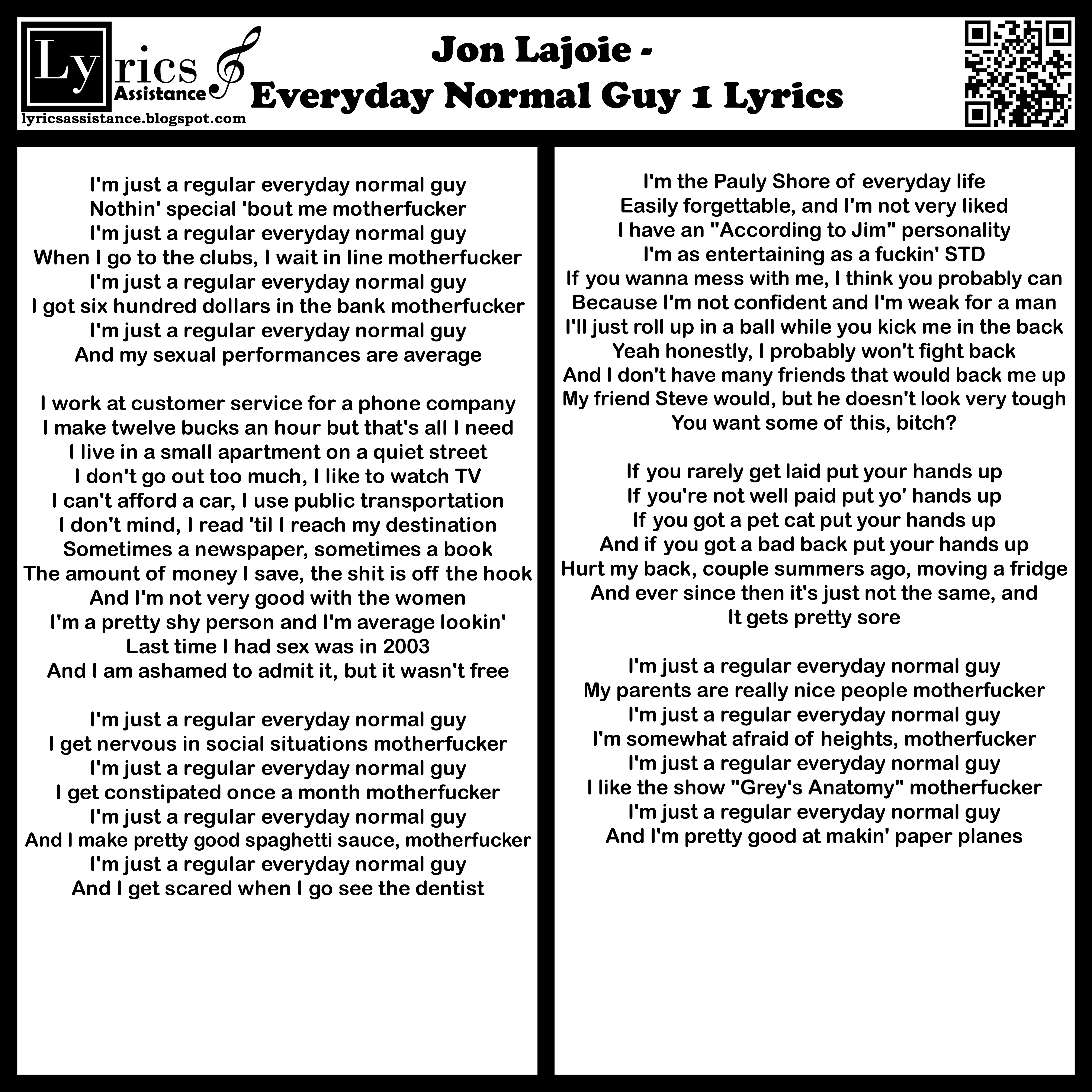 jon lajoie everyday normal guy 1 lyrics