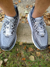 A pair of Hoka OneOne Clifton 4 Griffin/Micro Chip colorways