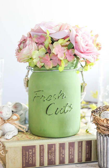 Painted mason jar centerpiece