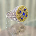 Turkish Style Ring with 5 Blue Sapphire Style Gems on the Top