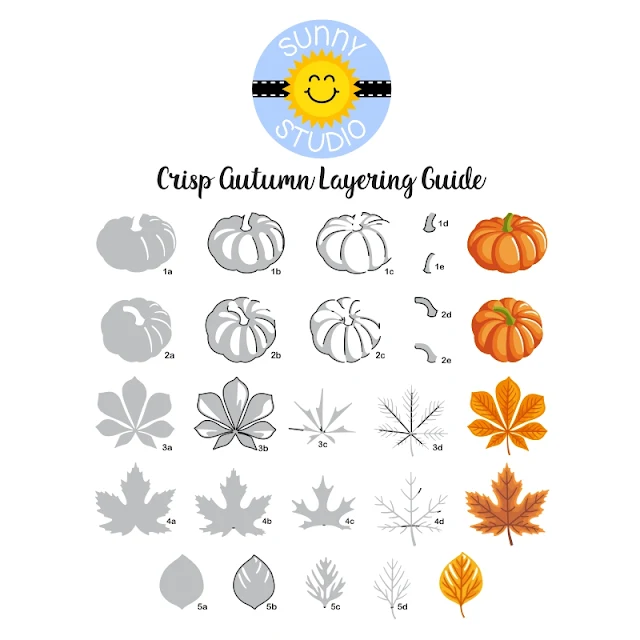 Sunny Studio Blog: Crisp Autumn Layered Mini Pumpkins and Fall Leaves Clear Stamps Step-by-Step Layering Guide