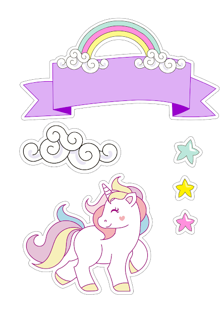 Unicornios Bebés: Toppers para Tartas, Bizcochos o Pasteles para Imprimir Gratis.