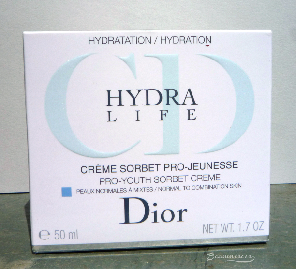 Hydra Life Pro-Youth Sorbet Creme, skincare by Dior. Moisturizing cream-gel for face for normal to combination skin.