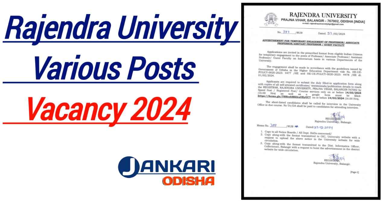 Rajendra University Balangir Professor Recruitment 2024