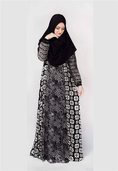 Trend model busana batik muslimah syar'i terbaru untuk lebaran 2017/2018